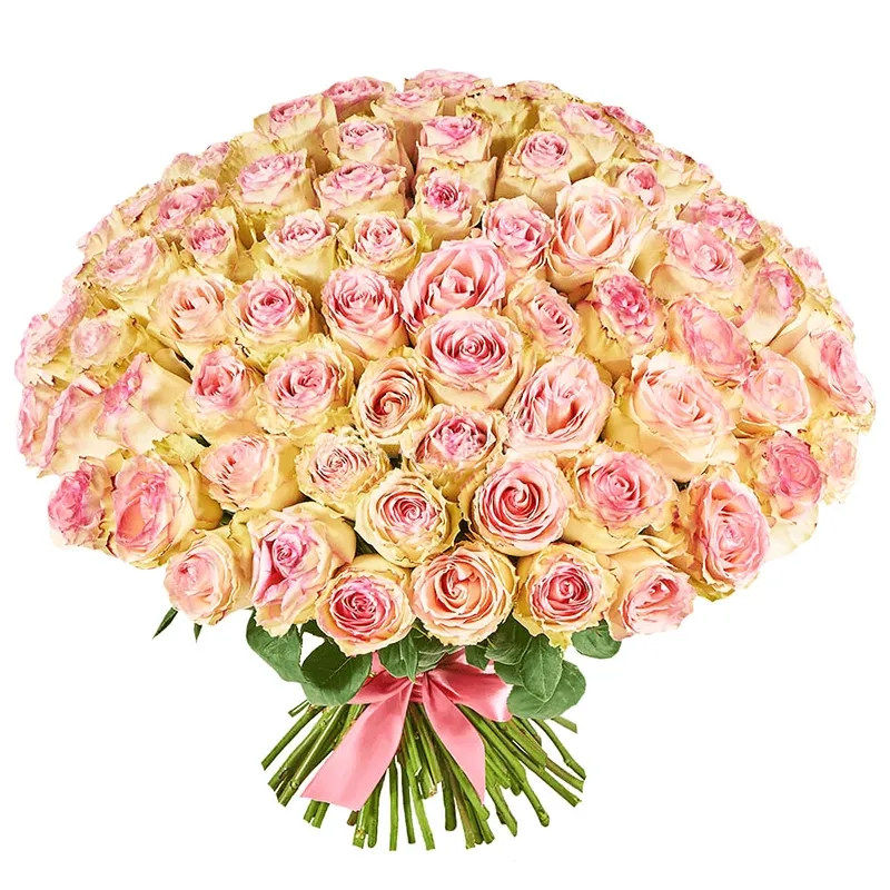 Букет из 101 нежно розовой розы